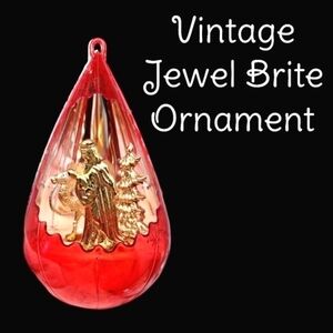 Vintage Jewel Brite tear drop plastic diorama wise man/ camel ornament